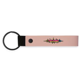 Techno Neon Pulse - Matte PU Schlüsselanhänger - Rosa - Vorne