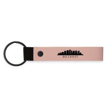 Detroit Skyline - Matte Pu Keyring - pink - Front