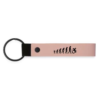 Evolution des Rollstuhls, der Rolle, des Humors * - Matte PU Schlüsselanhänger - Rosa - Vorne