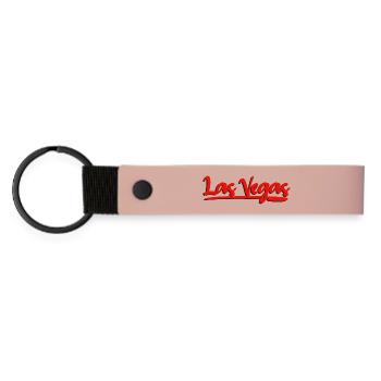 Lettrage à Las Vegas Design en cursive rouge - Porte-clés en PU mat - rose - Devant