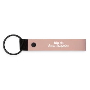 bin da kann losgehen weiß - Matte PU Schlüsselanhänger - Rosa - Vorne