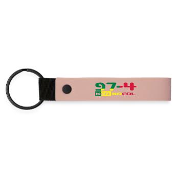 Design 974 Ker Kreol - La Réunion - Rastafari - Matte PU Schlüsselanhänger - Rosa - Vorne