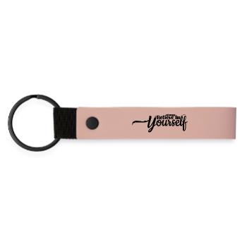Glaube an dich – Motivierendes Spruch-Design - Matte PU Schlüsselanhänger - Rosa - Vorne