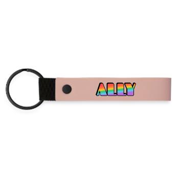 Ally Rainbow Letters - Matte Pu Keyring - pink - Front