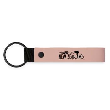 New Zealand Kiwi Sailing Rugby Maori - Matte Pu Keyring - pink - Front