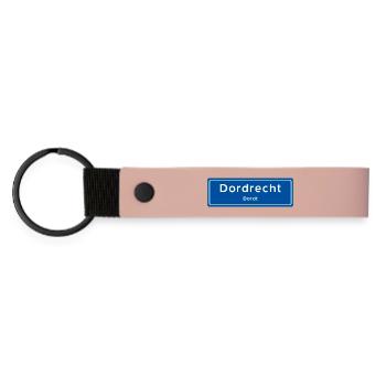 Ortsschild Dordrecht - Matte PU Schlüsselanhänger - Rosa - Vorne