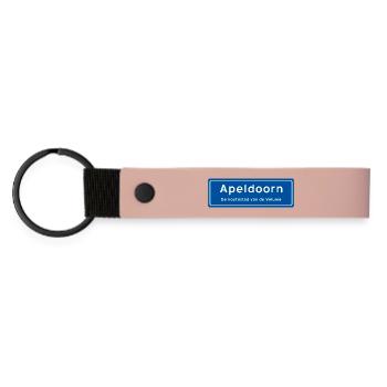 Apeldoorn Ortsschild - Matte PU Schlüsselanhänger - Rosa - Vorne