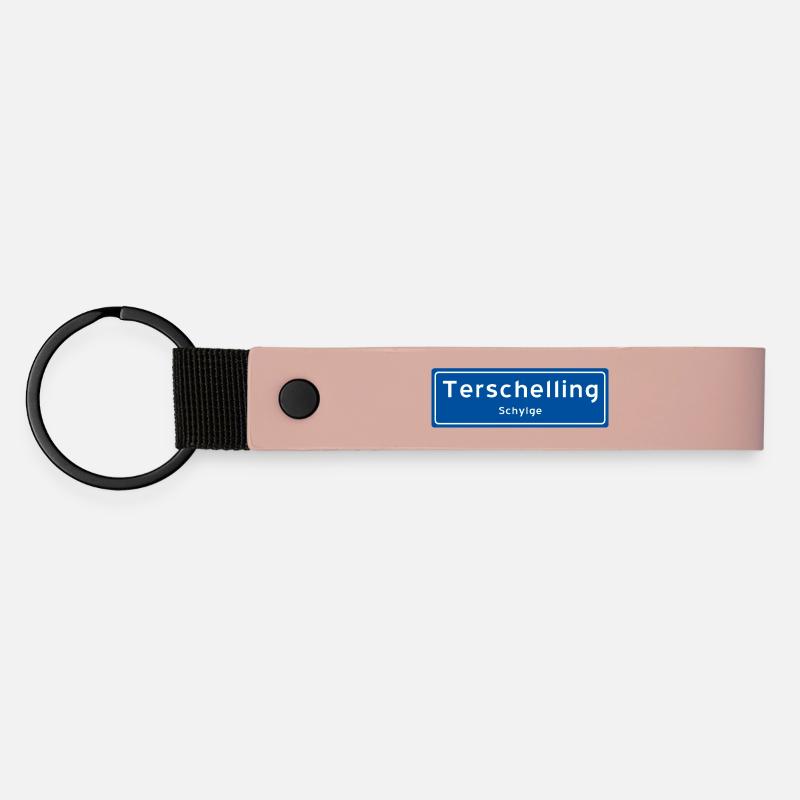 Terschelling Ortsschild - Matte PU Schlüsselanhänger - Rosa