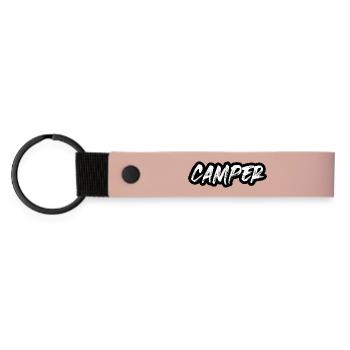 Camping camper van motorhome - Matte Pu Keyring - pink - Front