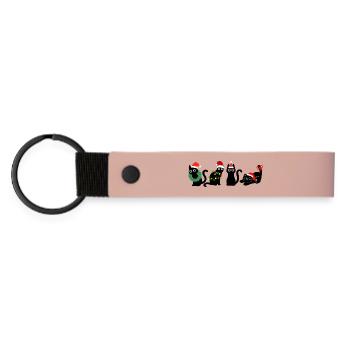 Chat à Noël - Porte-clés en PU mat - rose - Devant