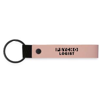 Psycho Logist – Typo Design Gift - Matte Pu Keyring - pink - Front