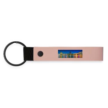 Nachtansicht Köln am Rhein - Matte PU Schlüsselanhänger - Rosa - Vorne