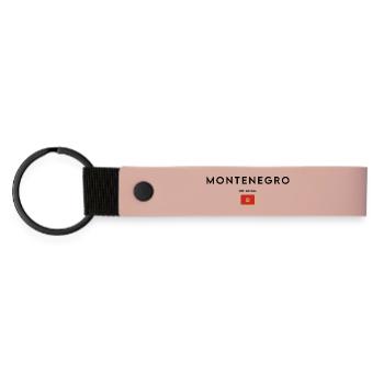 Montenegrinischer Stolz, minimalistisches, elegantes Design - Matte PU Schlüsselanhänger - Rosa - Vorne