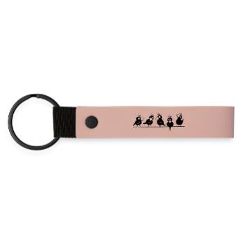 Happy Raben - Matte PU Schlüsselanhänger - Rosa - Vorne