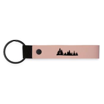 Schwarze Silhouette eines Waldes - Matte PU Schlüsselanhänger - Rosa - Vorne