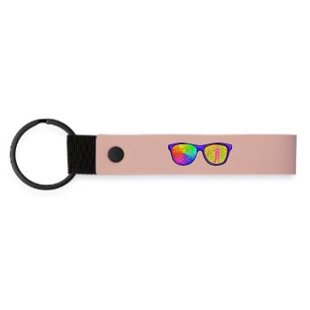 Cap mit Brille - Matte PU Schlüsselanhänger - Rosa - Vorne