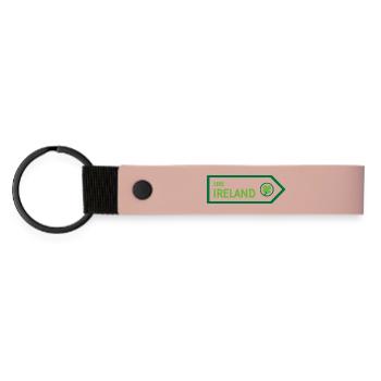 Irland-Straßenschild - Matte PU Schlüsselanhänger - Rosa - Vorne
