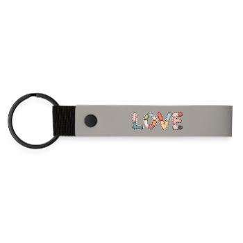 J’adore la couture patchwork design fait main - Porte-clés en PU mat - gris clair - Devant