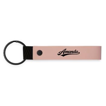 Amanda Nom, premier nom de famille, cadeaux de famille - Porte-clés en PU mat - rose - Devant