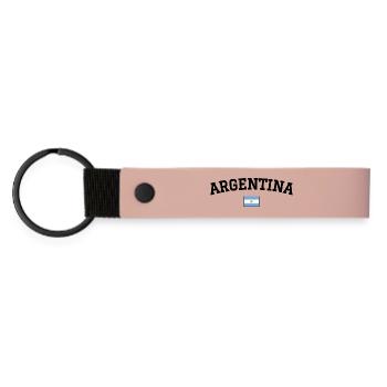 Argentinien Flagge Design Schwarz - Matte PU Schlüsselanhänger - Rosa - Vorne