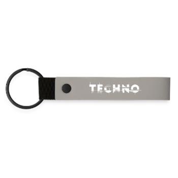 Techno design glitch, pour DJ EDM Techno House - Porte-clés en PU mat - gris clair - Devant