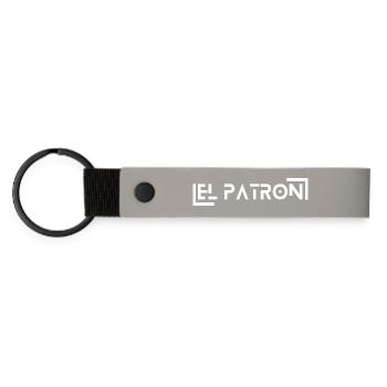 El Patron Lettering – Stylish Saying - Matte Pu Keyring - light grey - Front