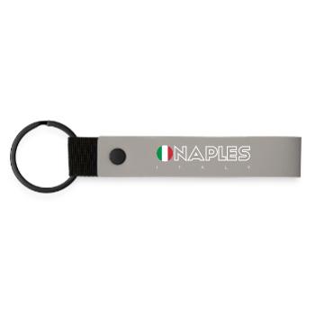Naples Flag Circle Typography - Matte Pu Keyring - light grey - Front
