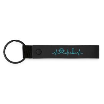 Boat Heartbeat Marine Captain - Matte Pu Keyring - black - Front