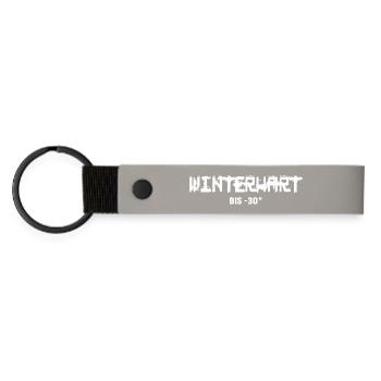 Winterharter Eisbader Winterschwimmen  - Matte PU Schlüsselanhänger - Hellgrau - Vorne