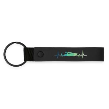 Motorboat Heartbeat Yacht Captain - Matte Pu Keyring - black - Front