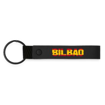 Bilbao Flagge Spanien - Matte PU Schlüsselanhänger - Schwarz - Vorne