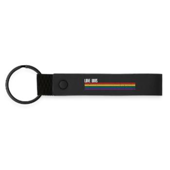 Superposition de fierté à rayures arc-en-ciel - Porte-clés en PU mat - noir - Devant