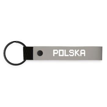 POLSKA Poland - Matte PU Schlüsselanhänger - Hellgrau - Vorne