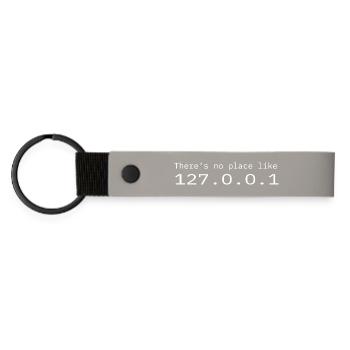 Programmer Nerd IT No place like Localhost - Matte Pu Keyring - light grey - Front