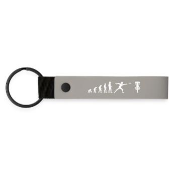 Evolution Of Disc Golf Disc Golf Player Frisbee - Matte Pu Keyring - light grey - Front