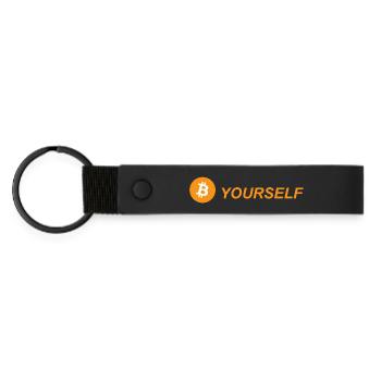 Bitcoin BTC - Matte PU Schlüsselanhänger - Schwarz - Vorne