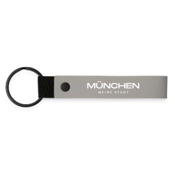 München - Matte PU Schlüsselanhänger - Hellgrau - Vorne