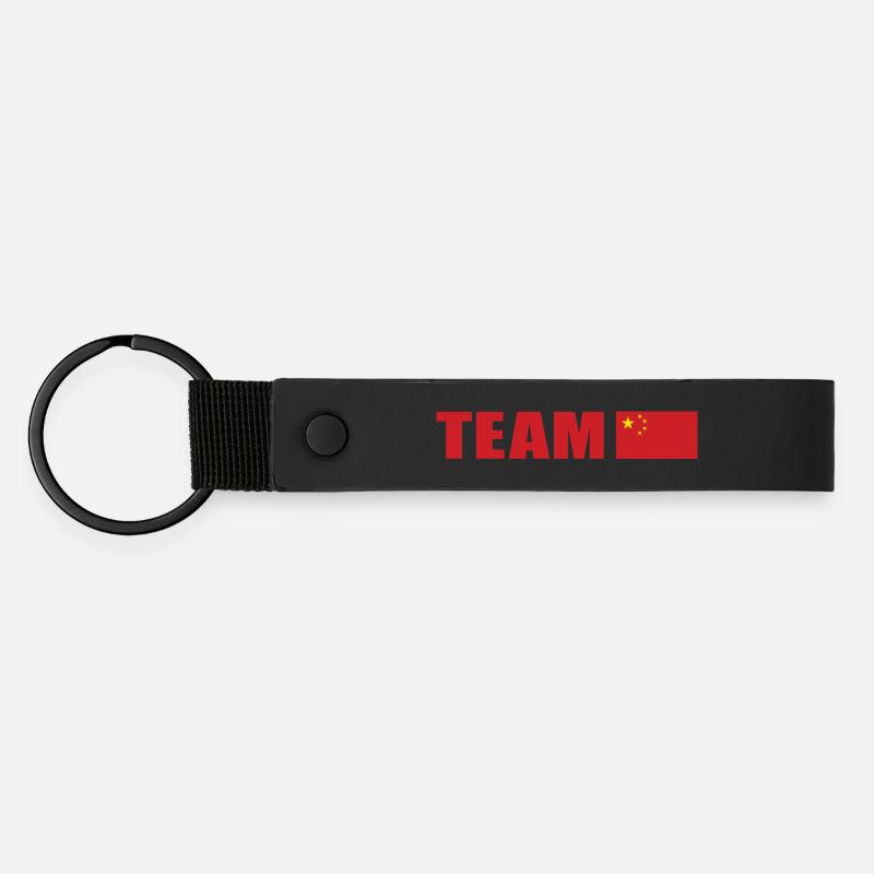 Support Team China - Matte Pu Keyring - black