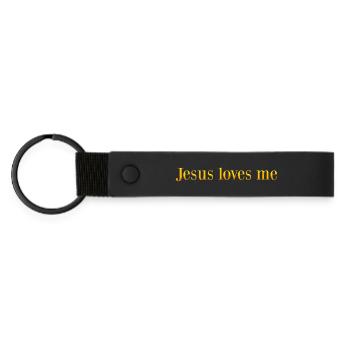 Jesus liebt mich - Matte PU Schlüsselanhänger - Schwarz - Vorne