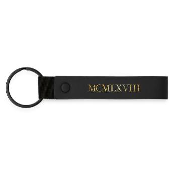 MCMLXVIII (Vintage) Jahrgang 1968 Geburtstag - Matte PU Schlüsselanhänger - Schwarz - Vorne