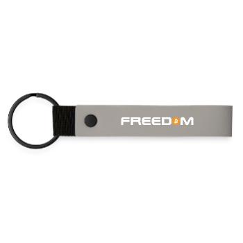 Bitcoin - Freedom - Matte PU Schlüsselanhänger - Hellgrau - Vorne
