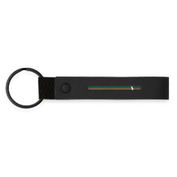 Gestreifte Kaninchen-Silhouette - Matte PU Schlüsselanhänger - Schwarz - Vorne