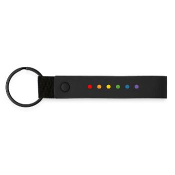 Rainbow small rounds LGBT lgbtqi queer - Matte Pu Keyring - black - Front
