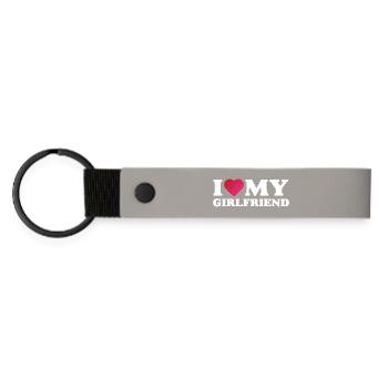 I Love My Girlfriend - Matte Pu Keyring - light grey - Front