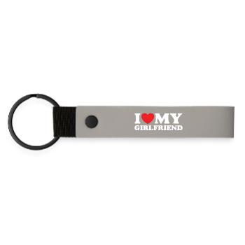 I Love My Girlfriend - Matte Pu Keyring - light grey - Front