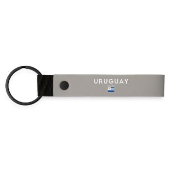 Flagge von Uruguay, Uruguayischer Stolz - Matte PU Schlüsselanhänger - Hellgrau - Vorne