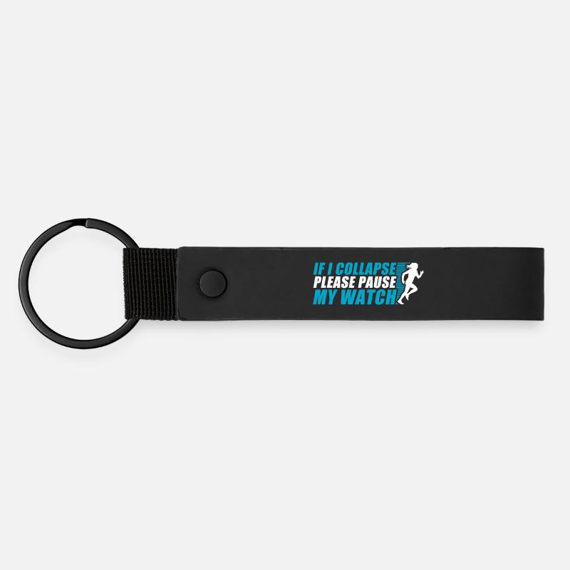 Si je m’effondre drôle course à pied coureur de jogging - Porte-clés en PU mat - noir