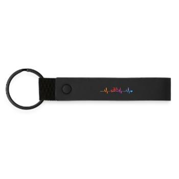 Cyclist in Heart Rhythm Gradient - Matte Pu Keyring - black - Front