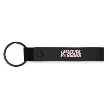 I brake for pigeons - Matte Pu Keyring - black - Front