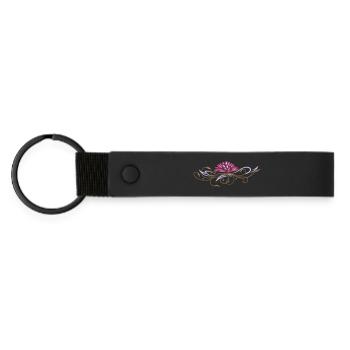 Filigraner Lotus mit Ornamenten - Matte PU Schlüsselanhänger - Schwarz - Vorne